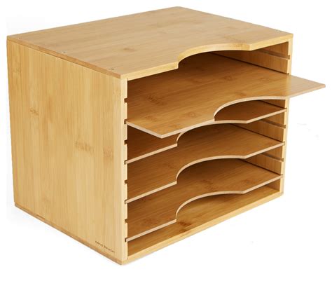 Mind Reader Vertical 4 Tier File Organizer Box Adjustable Shelves