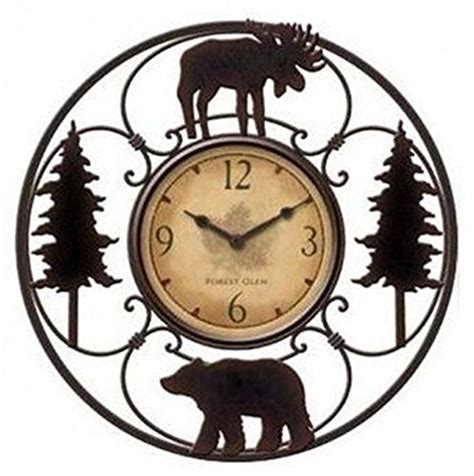 Home Lodge Moose Wall Clock Wildlife Rustic Decor Cabin Bear Mount 11