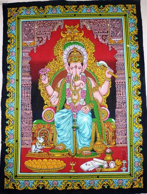 Hindu Elephant God Batik Art Hindu Elephant God Ganesha Ganpati Wall
