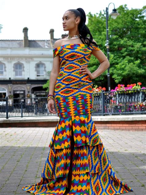 African Kente Elegant Prom Full Length Dress For Any Special Event