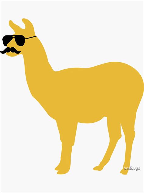 Funny Llama With Sunglasses And Mustache Sticker By Badbugs Redbubble