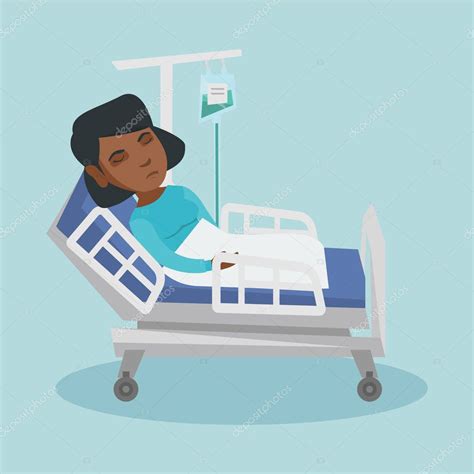 imágenes terapias respiratorias animadas mujer acostada en la cama de hospital con un