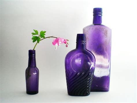 Old Purple Bottle Collection Antique Purple Glass Apothecary Bottles Orchid Glass Vases On Etsy