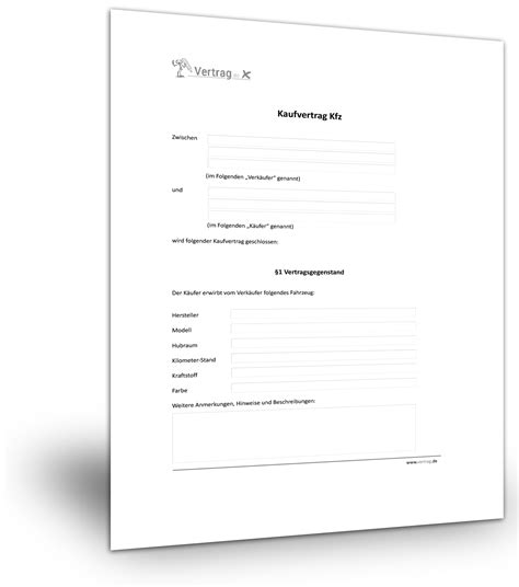 Kaufvertrag garage muster kostenlos | datei(en) auf dem pc / mac anzeigen bzw. KFZ-Kaufvertrag Muster - Standardvertraege.de