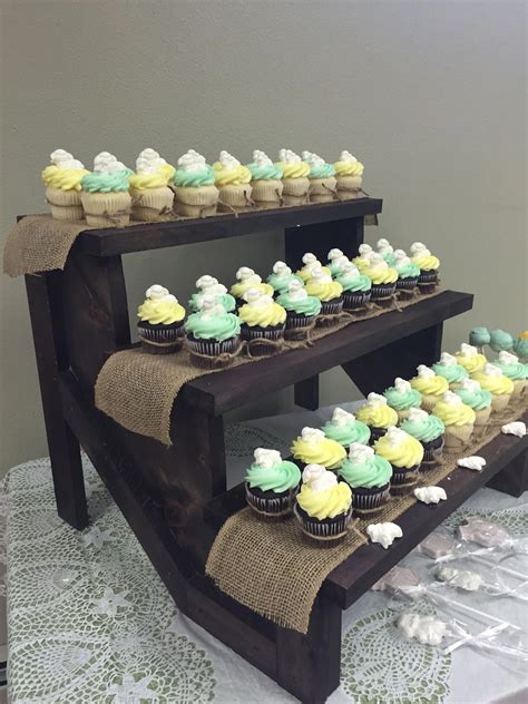 Shabby Chic Wooden Cupcake Stand Held Cupcakes Yourpinterestlikes Wooden Cupcake Stands
