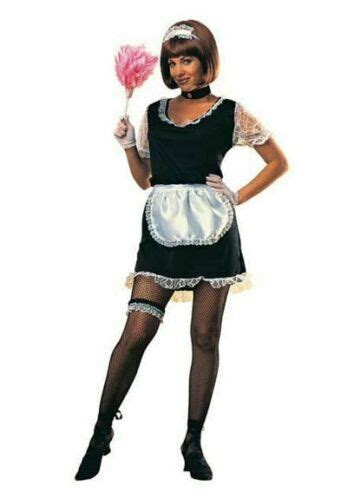French Maid Dress Apron And Headpiece Adult Costume Ebay