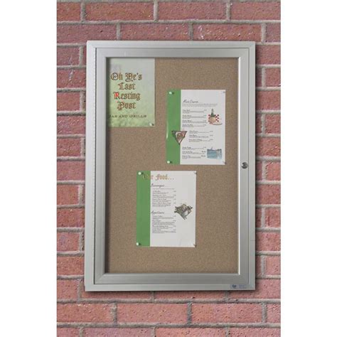 United Visual Vertical Outdoor Enclosed Bulletin Board 1 Door 24l X