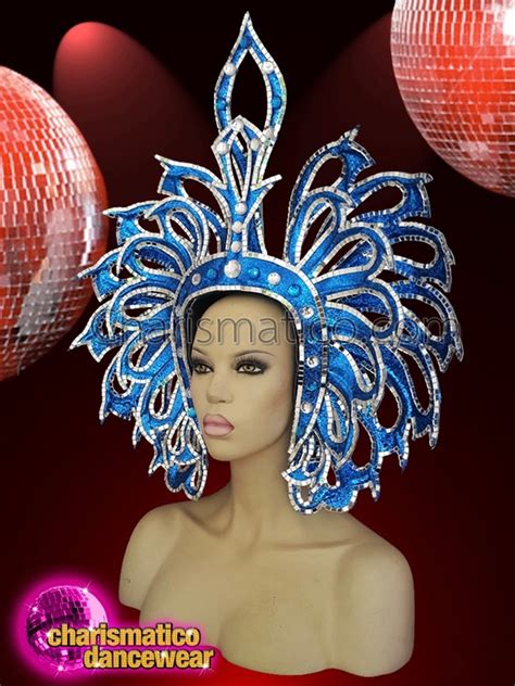 Showgirl Headdress In Blue And White Combination