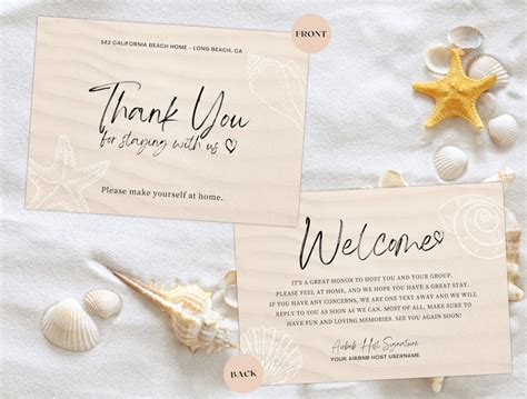 Buy Airbnb Host Thank You Card Template Airbnb Vacation Rental Welcome Card For Guests Editable