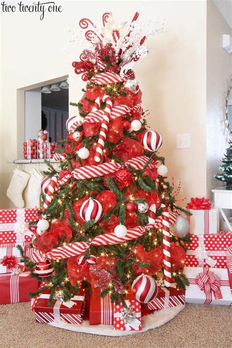 Red And White Christmas Tree Decorating Ideas White Christmas Tree