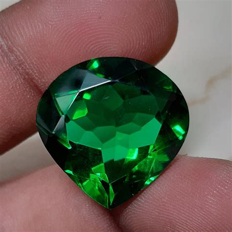 20ct Lab Created Zambia Emerald Gemstone Faceted Emerald Etsy
