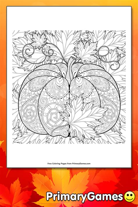 Check spelling or type a new query. Pumpkin and Leaves Coloring Page | Printable Fall Coloring ...