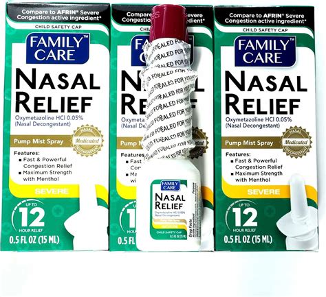 Nasal Relief Spray Pump Mist Anti Drip Severe Congestion Oxymetazoline Hci 12
