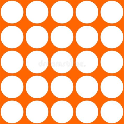 Seamless Geometric Pattern In Polka Dots On Orange Background Stock