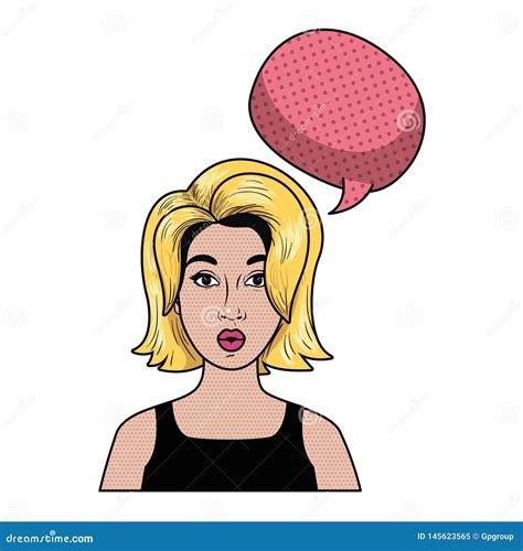 Young Woman With Speech Bubble Avatar Character Stock Vector