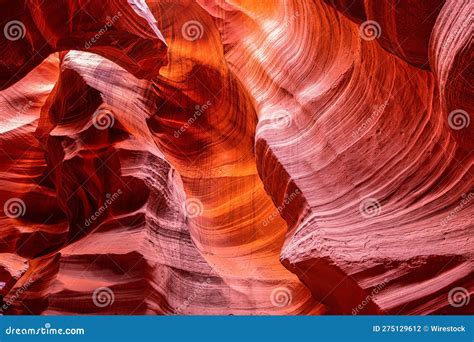 Stunning View Of The Sandstone Formations Of Antelope Canyon In Arizona