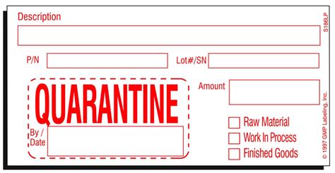 S186lp Quarantine Label Gmp Labeling