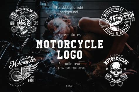 Motorcycle Logo Set Templates And Themes Creative Market