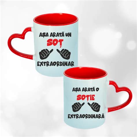 Set Cani Cuplu Personalizate Cu Textul Asa Arata Un Sot Extraordinar