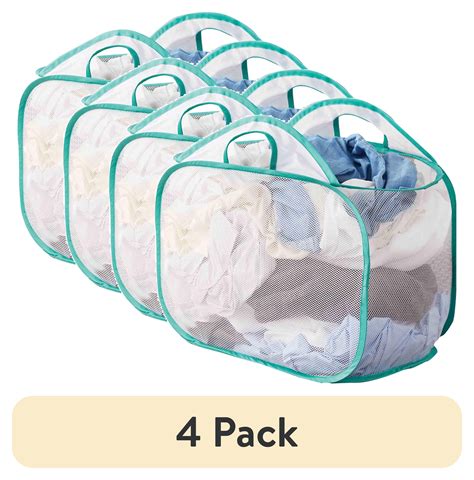 4 Pack Mainstays Mesh Pop Up Laundry Basket 21 X 13 X 155 White