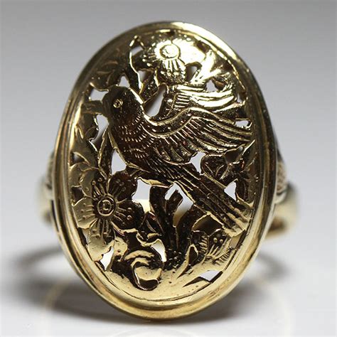 Ming S Bird In Plum Blossom Oval Ring Hawaii Estate Jewelry Buyers