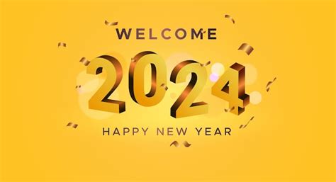 Premium Vector Welcome 2024 Isometric 2024 New Year Celebration 3d
