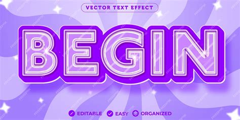 Premium Vector Begin Text Effectfully Editable Font Text Effect