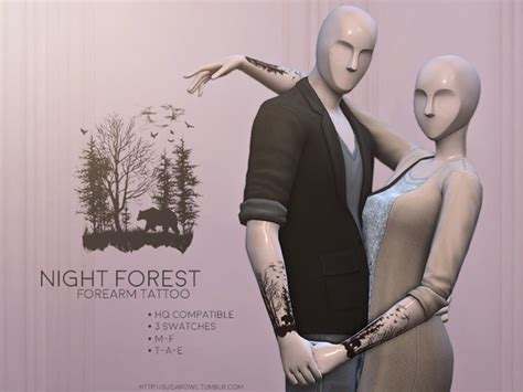 Sugar Owls Night Forest Tattoo Night Forest Forest Tattoos Sims 4