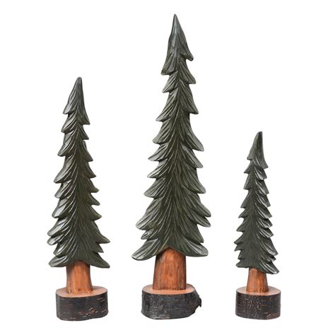 Wood Carved Pine Trees Set Of 3 Out Of Stock Black Forest Decor