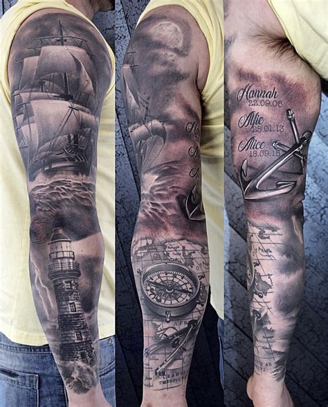 Nautical Arm Sleeve Tattoos