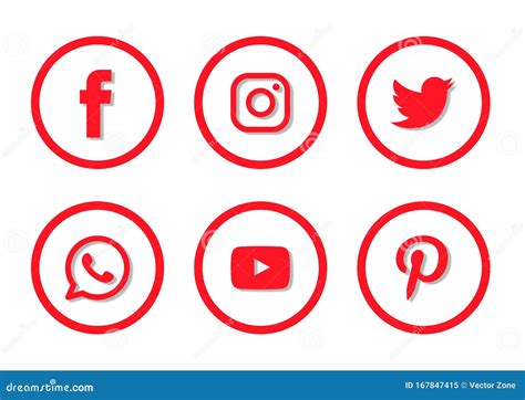 Set Of Popular Social Media Icons Logos Facebook Instagram Twitter