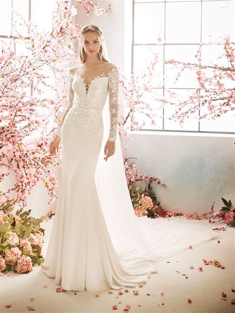 Mermaid wedding gown with off the shoulder long sleeve modes bridal nz