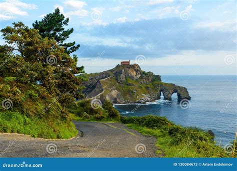Road To San Juan De Gaztelugatxe Island At Basque Country Spain Stock