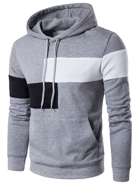 [73 off] color block panel drawstring pullover hoodie rosegal