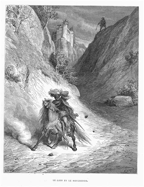 'Le lion et le moucheron' by Gustave Doré, from the book 'Les fables de