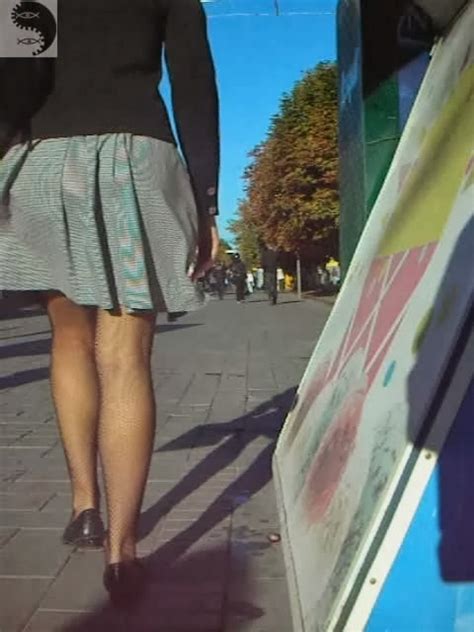 Sexy Candid Street Upskirt With Fishnet Stockings
