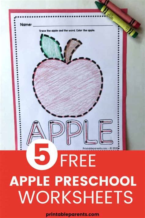 Apple Preschool Worksheets Cut Paste And Trace Printable Parents