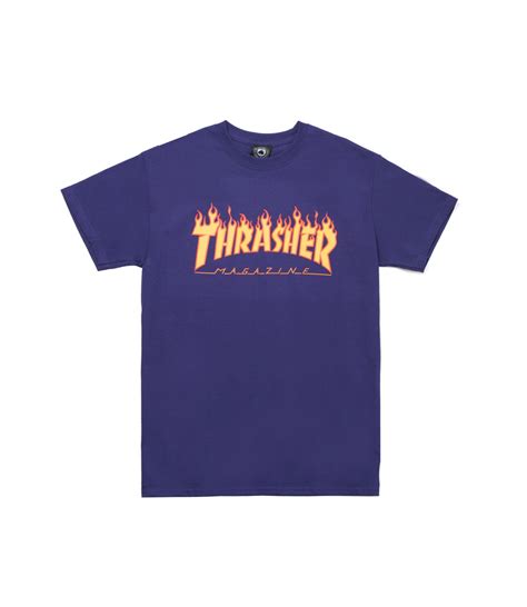 Thrasher Flame Logo T Shirt Purple