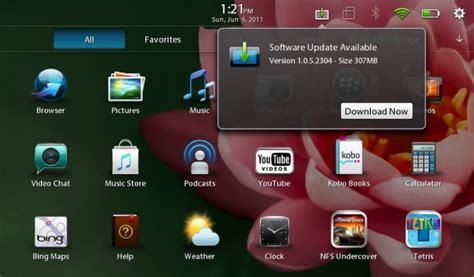 blackberry playbook gets software update to version 1 0 5 2304