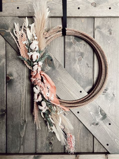 Pink Rope Wreath Western Wreath Lariat Wreath Lasso Wreath Etsy Rope