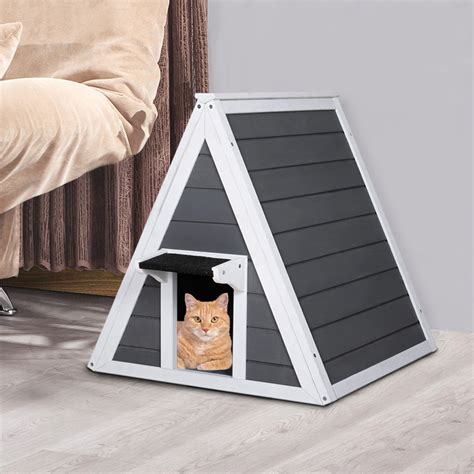 Mit ihrem kauf unterstützen sie eine schweizer. PawHut Katzenhaus Katzenhöhle Dreieck Holzhaus für Katzen ...