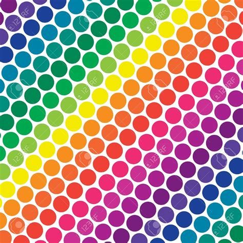 Illustration Of Bright Rainbow Colored Polka Dots In Diagonal