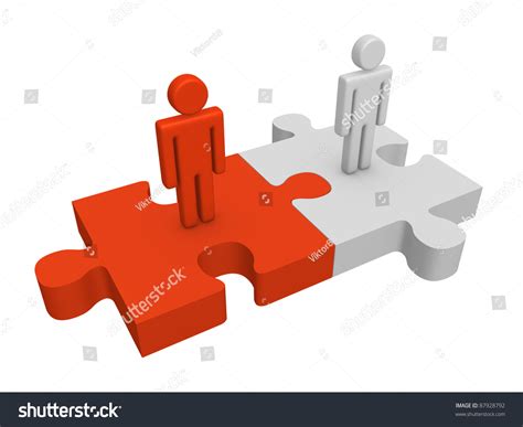 Two Puzzle Pieces 3d Men Stock Illustration 87928792