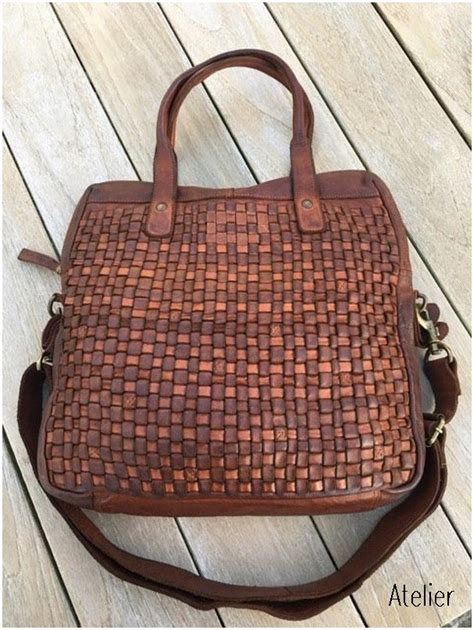 12.2 x 13.4 x 5.1 inches (31cm x 34cm x 13cm) weight: Leather Woven Tote Bag with long detachable handles ...