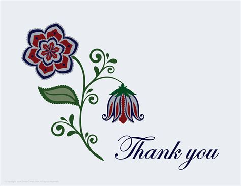 Flower Art Colorful Green Thank You Xmas Cards