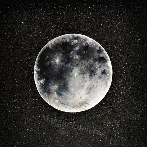 Moon Art Print Full Moon Painting Acrylic Painting Black And White