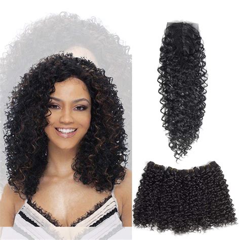 Kinky Curly Hair Bundles With Closure Ombre Kinky Curly