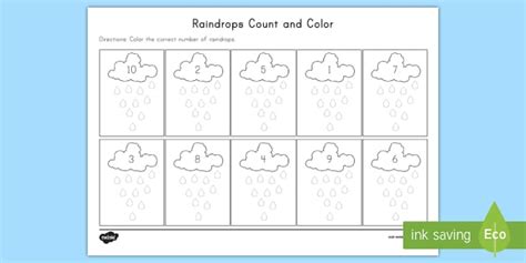 Raindrops Count And Color Activity Teacher Made Twinkl
