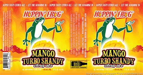 Hoppin Frog Adding Mango Turbo Shandy Citrus Ale Cans