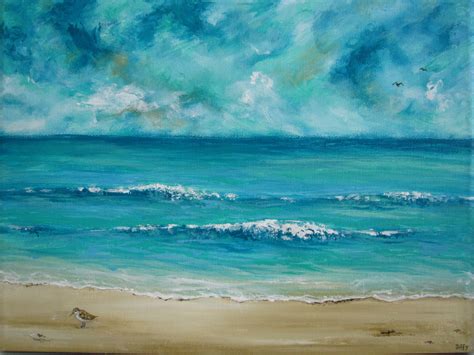 Ocean Beach 9x12 Modern Original Acrylic Landscape